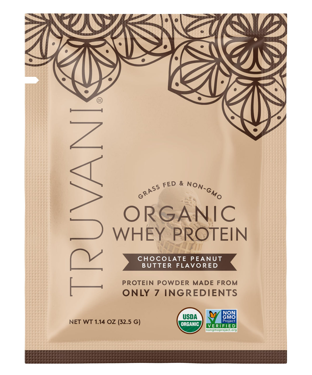 Truvani Organic Whey Protein Powder - Vanilla - 1 Serving - 20g Grass Fed Whey Protein - USDA Organic & Non-GMO - Gluten Free - No Gums, No Soy, No Stevia, No Added Sugars