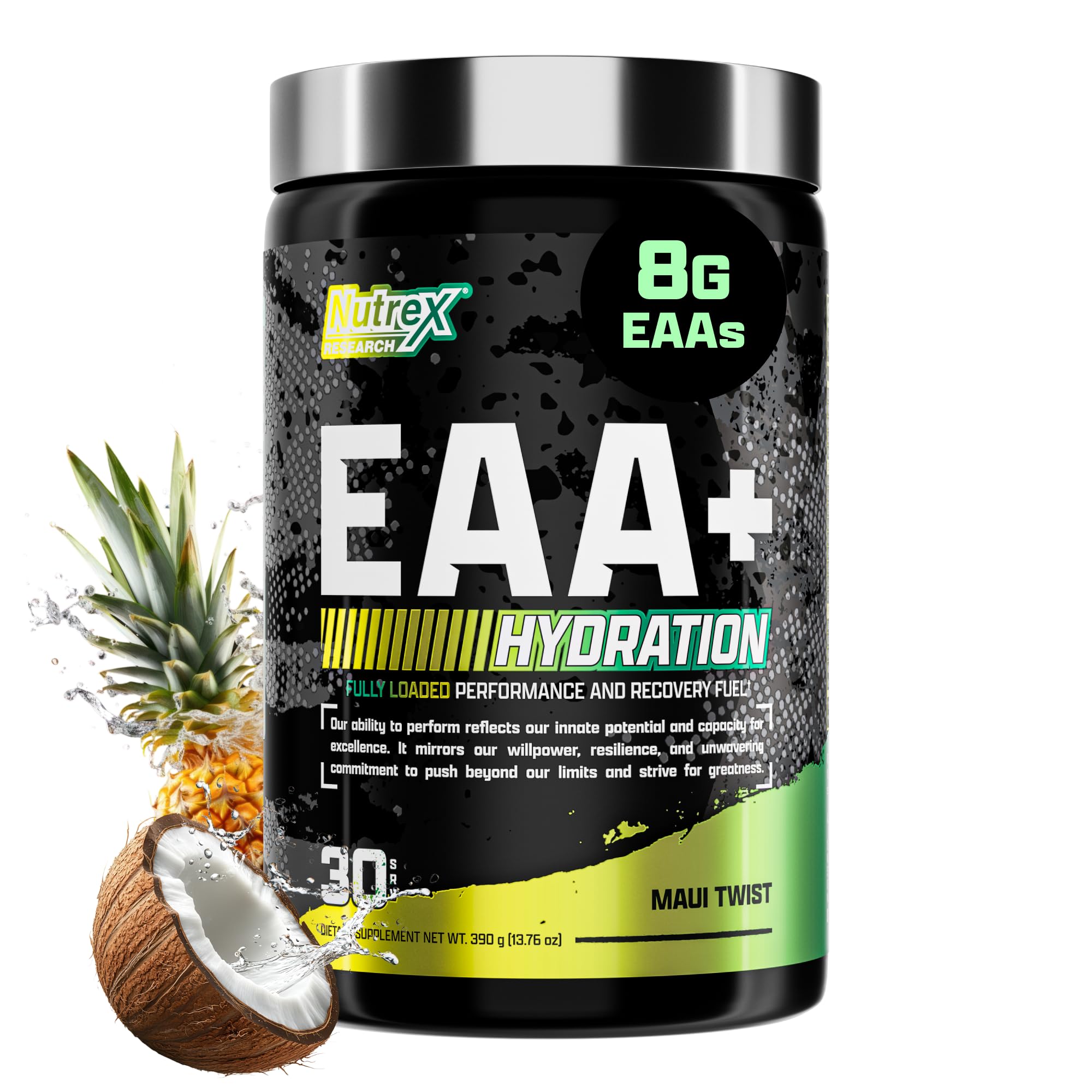 Nutrex Research EAA Hydration - EAAs + BCAA Powder - Muscle Recovery, Strength, Muscle Building, Endurance - 8G Essential Amino Acids + Electrolytes - Strawberry Watermelon 30 Serving