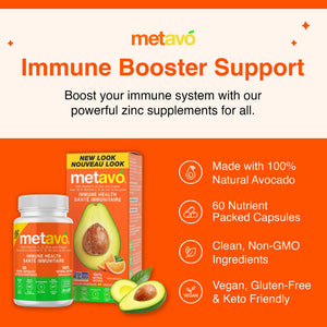 Metavo Immune Health - Natural Immune Support Supplement, Essential Zinc Supplements for Men & Women Enriched with Vitamin C, D & Copper, 60 Vegan Capsules, 30 Servings MetavoBuy Supplements Australia