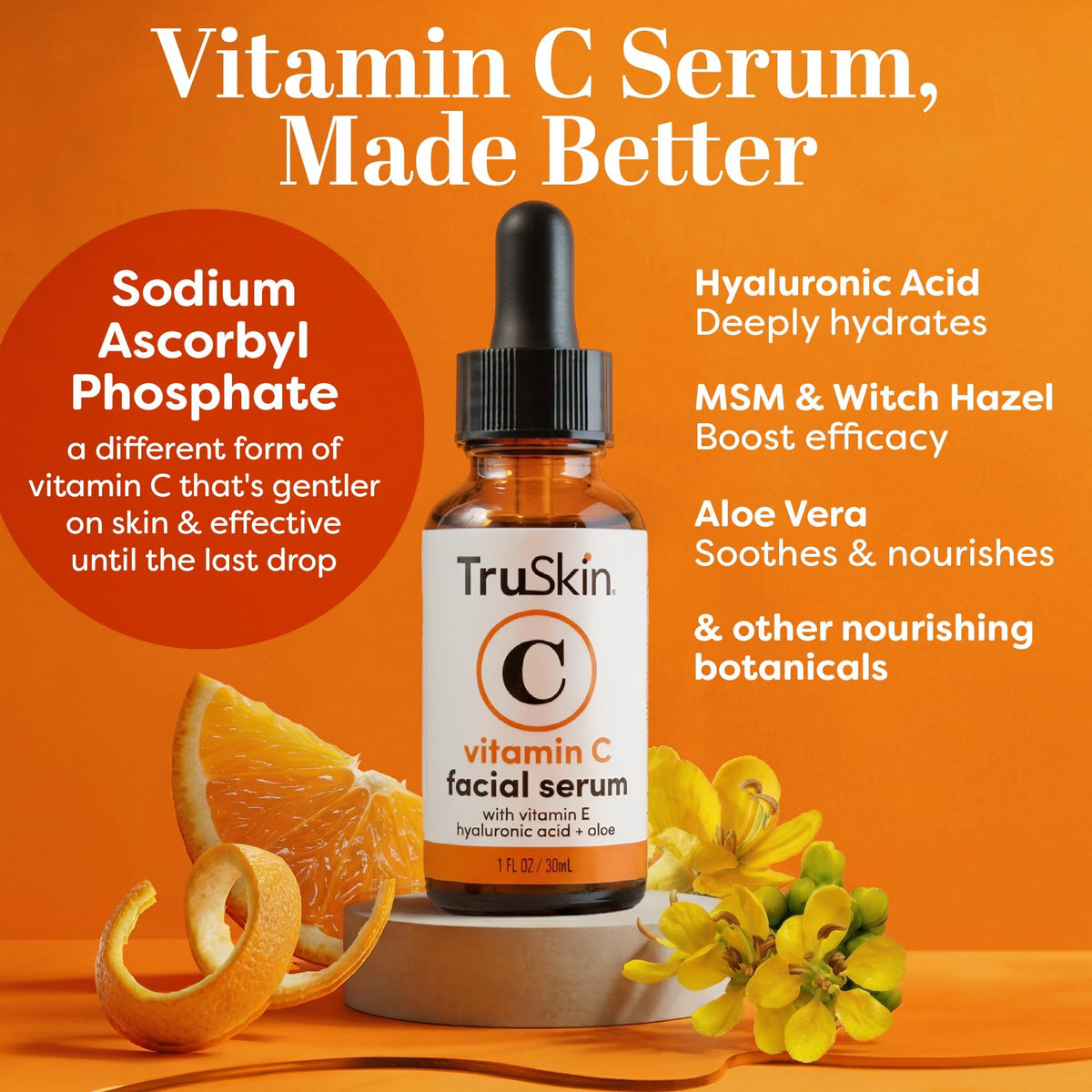 TruSkin Vitamin C Serum for Face - Anti Aging Face Serum with Hyaluronic Acid & Vitamin E - Brightening Formula for Improving Appearance of Dark Spots, Fine Lines & Wrinkles - All Skin Types, 2 Fl Oz