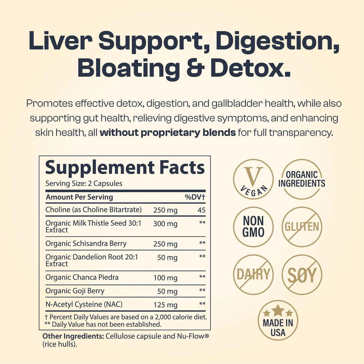 My Vida Origins Liver Detox with Organic Milk Thistle Organic Dandelion Extract and Choline with NAC – Liver Detox 120 Capsules