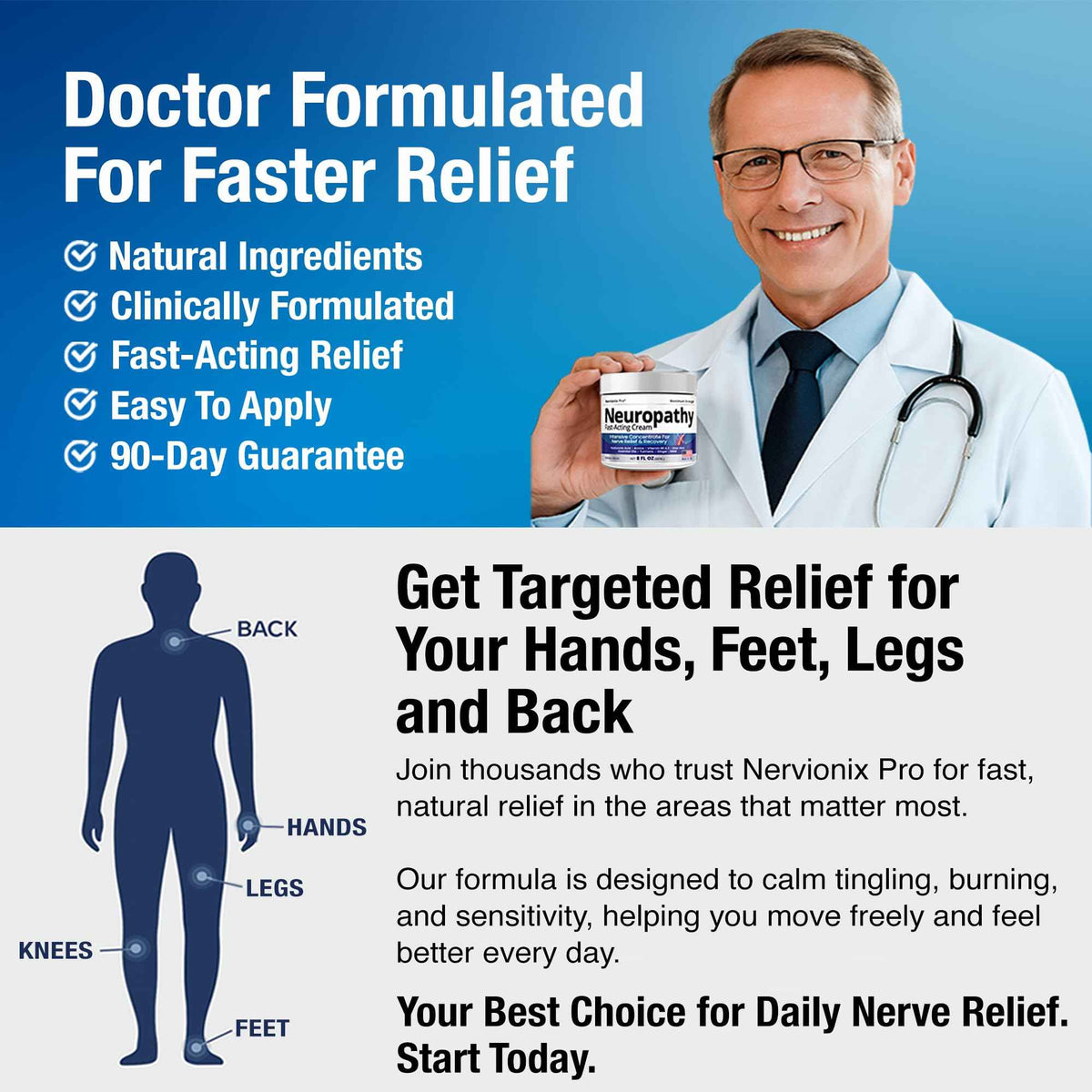 Neuropathy Nerve Relief Cream – Extra Large 8 oz – Maximum Strength for Feet Hands Legs Toes Back – Natural Ingredients Arnica Aloe Vera MSM Vitamins