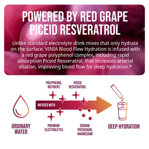 VINIA Resveratrol Electrolyte Hydration Powder Mix | Boost Blood Flow & Circulation | Sea Salt, Coconut Water Potassium, Magnesium, Informed Sport Certified VINIA buy supplements Au