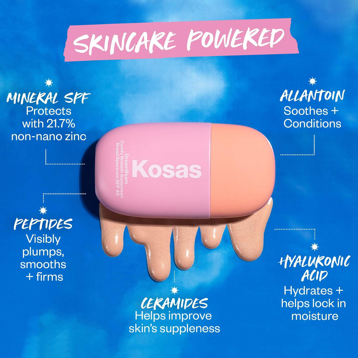 Kosas DreamBeam SPF 40 Mineral Sunscreen for Face + Makeup Prep – Lightweight Hydrating Sun Protection, 40 ml KosasBuy Supplements Australia