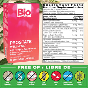 Bio Nutrition Prostate Wellness with Pumpkin Seed Extract 60 Capsules Bio NutritionBuy Supplements Australia