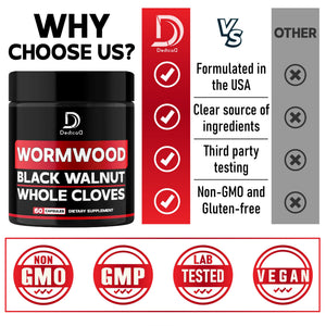 DEDICAD 1500mg Wormwood Capsules with Black Walnut & Cloves - Artemisia Annua Supplement for Immunity - 60 Vegan Capsules DEDICADBuy Supplements Australia