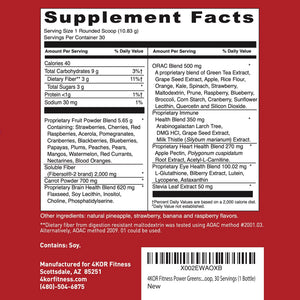 4KOR Fitness Power Reds & Greens: an Energizing Greens Drink Made up of Antioxidant-Rich Superfoods, Gluten-Free and Vegetarian, 30 Servings (1 Bottle) 4KOR FitnessBuy Supplements Australia