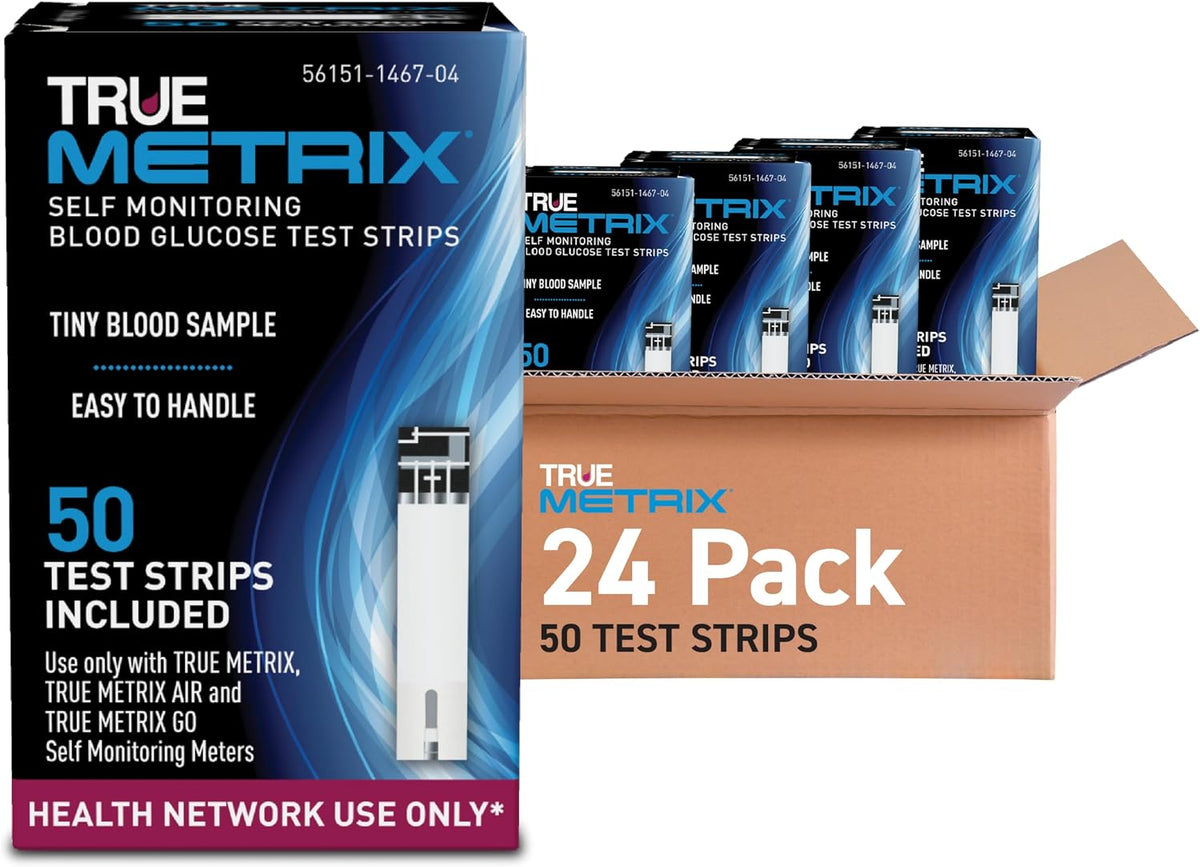 TRUE METRIX Self Monitoring Blood Glucose Test Strips (HNO), 1200 Count - Compatible with TRUE METRIX Family of Self Monitoring Blood Glucose Meters, Health Network Only (24, 50-Count Boxes)