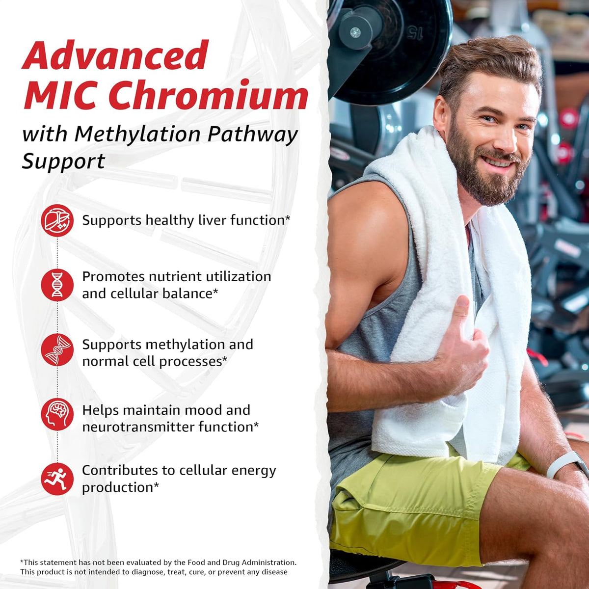10X Health Mic Chromium - 60 Capsules - Choline Inositol: L-Methionine, Daily Nutritional Support, 60 Capsules, Non-GMO