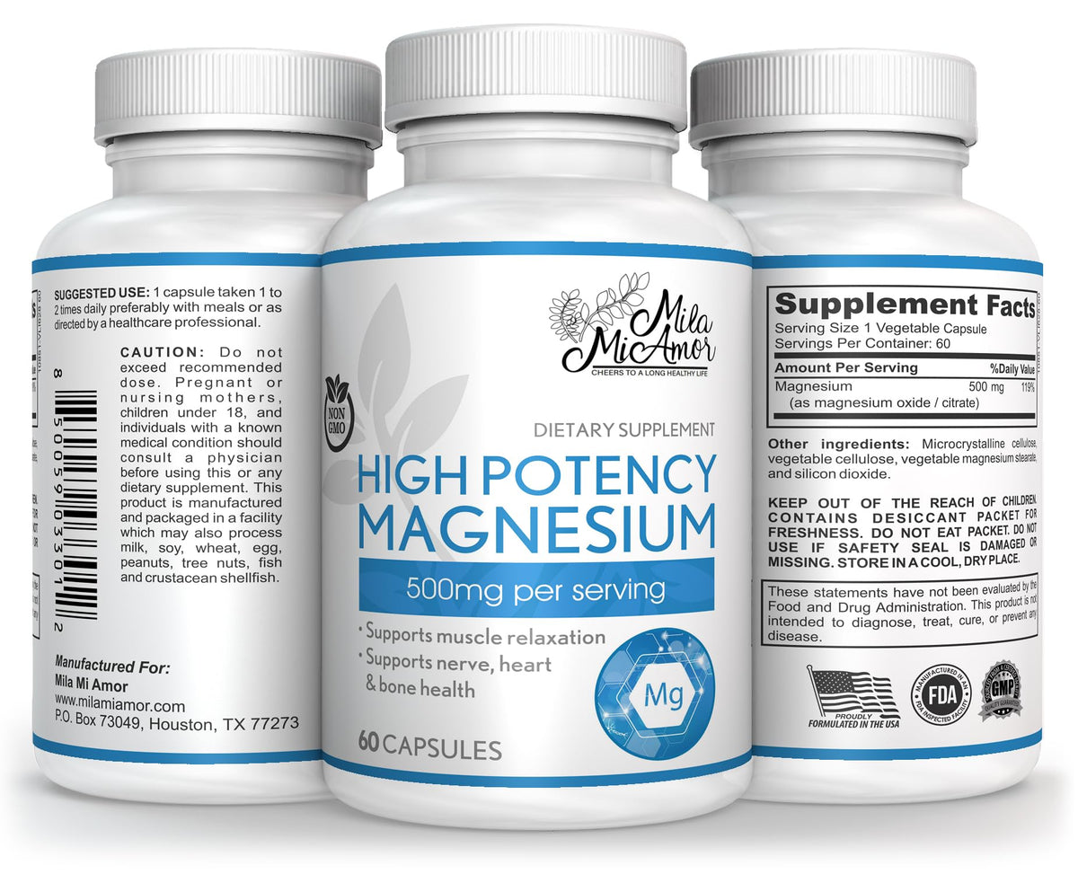 Milamiamor High Potency Magnesium - Whole Body Support - Heart, Nerve and Bone