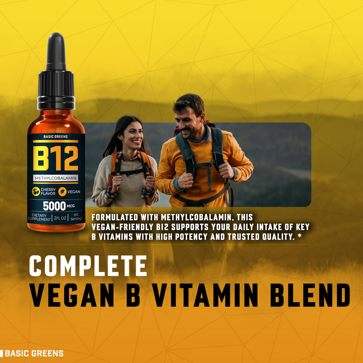 Vitamin B12 Sublingual Liquid Drops 5000 mcg - Vegan Methyl B-12 Supplement for Energy & Focus - B 12 Vitamin for Women & Men