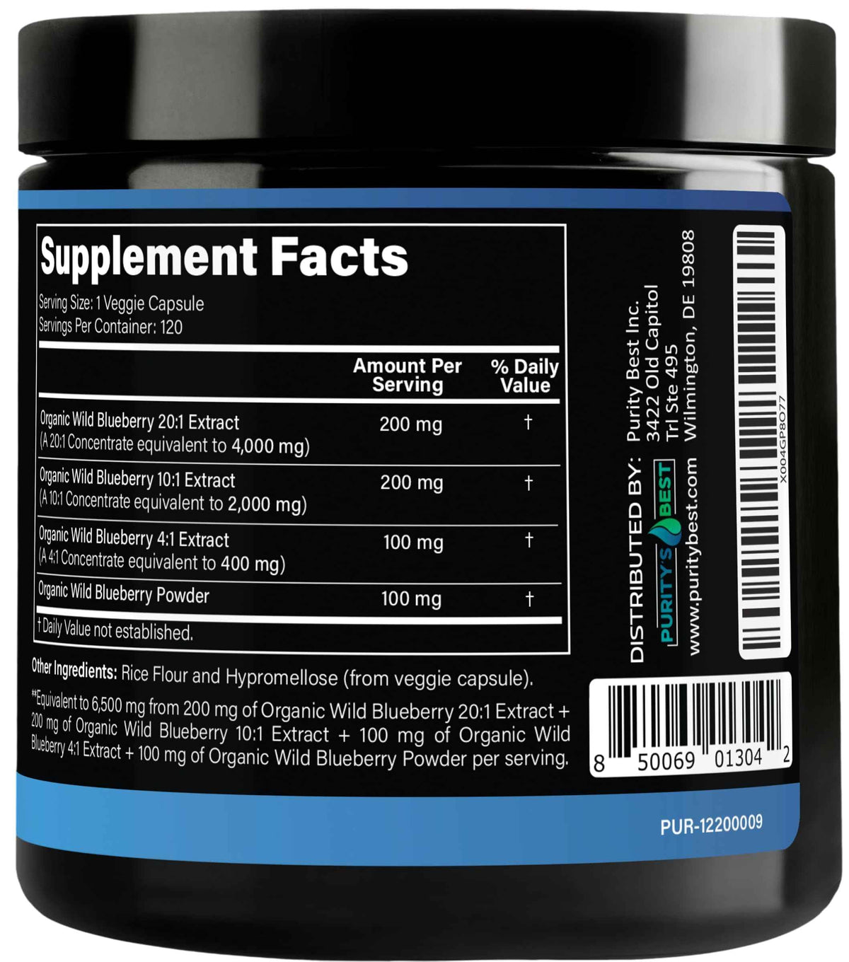Purity’s Best Wild Blueberry Extract, Rich in Flavonoids & Anthocyanins, Antioxidant Support for Brain & Heart Health, 4-Month Supply