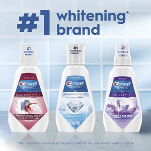 Crest 3D White Mouthwash, Teeth Whitening for Adults, 1L, 2 Pack, Alcohol Free Mouth Rinse, Breath Freshener, Antibacterial, Antiseptic,