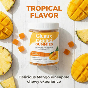 DXWXH Gleaux Tanning Gummies, Tanning Gummies for Women, Sunless Radiance Support with Beta Carotene, Astaxanthin & Lycopene, for Skin Health & Complexion Support, Mango Pineapple Flavor, 60 Gummies DXWXH buy supplements Au