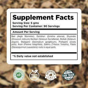 Herbsforever Dashmula Cut and Sifted (Coarse/Kawth) Herbs for Tea - Joint Comfort, Vata Calming, Female Postpartum Cycle & Wellness, Ten Authentic Ayurvedic Roots, Non GMO, Vegan 454g,1 lbs,Dashmool HerbsforeverBuy Supplements Australia