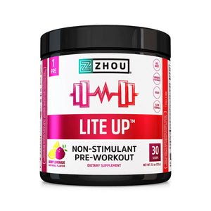 Zhou Nutrition Lite Up, Non-Stimulant Pre Workout Powder, Caffeine Free Nitric Oxide 