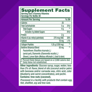 vitafusion Nighttime Skin Support (1), Beauty Supplement with Retinol (Vitamin A RAE), Collagen & Bedtime Botanicals Vitafusion