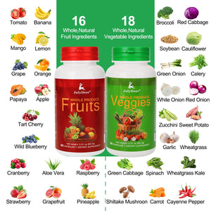 Fruit and Veggies Supplement Ingredients Natural – 4 Bottles 360 Total Vegetarian Capsules | Balance of Natural 16+18 Whole Fruits & Veggies Blend | Fresh Superfood Formula with Vitamins and Minerals JulyDeerBuy Supplements Australia