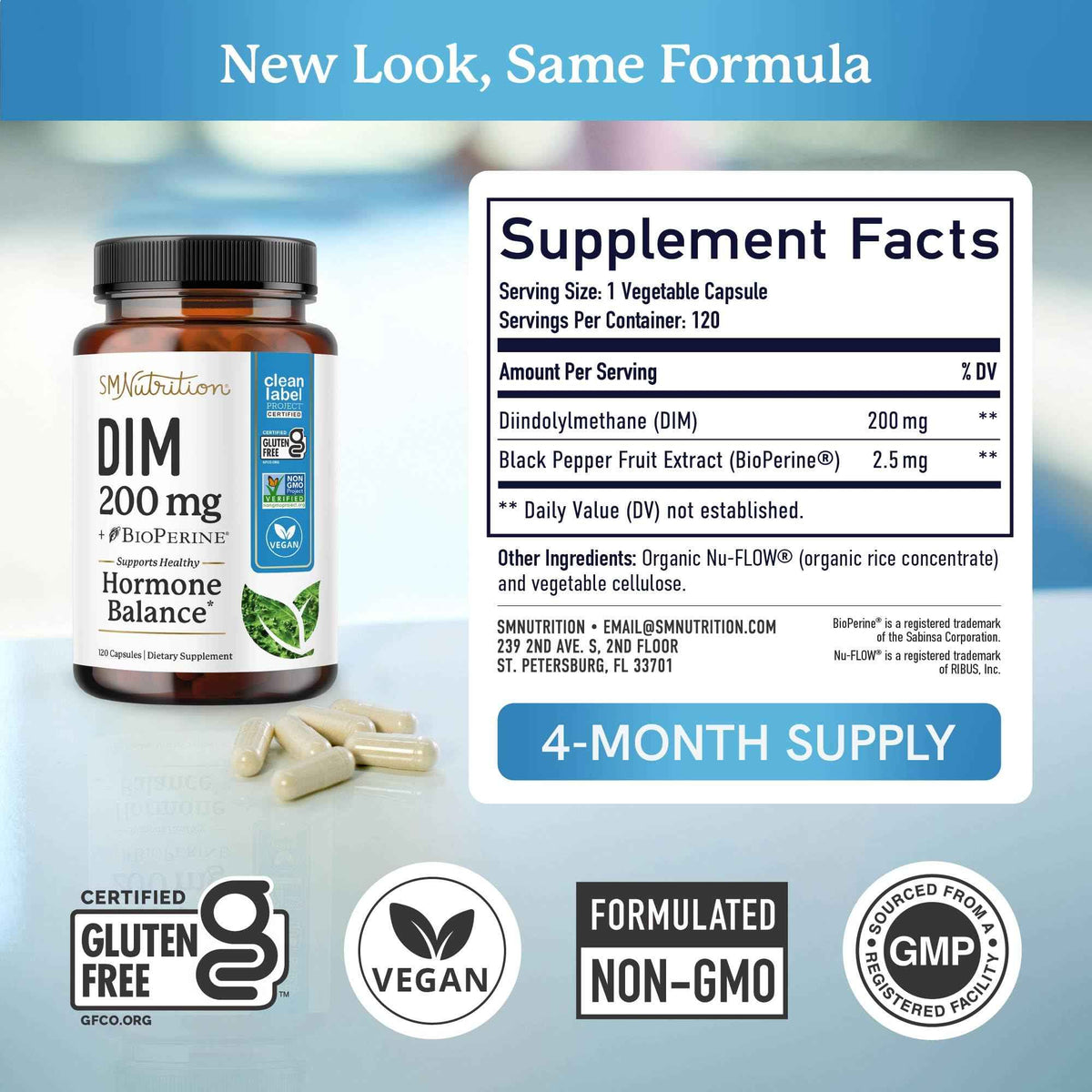 DIM Supplement 200 mg (120 Ct) | Estrogen Balance for Women & Men | Hormone Balance, Hormonal Acne Supplements, Menopause, Antioxidant & PMS Support