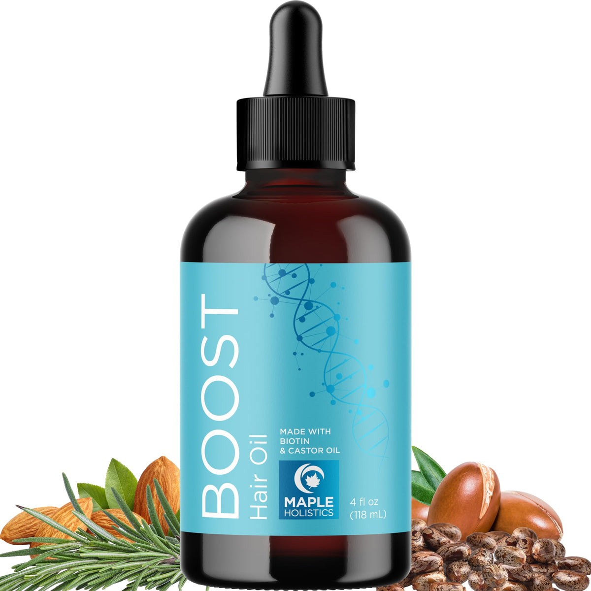 Volumizing Rosemary Hair Oil Serum - Moisturizing Scalp and Hair Oil for Men & Women Infused with Amla Black Castor Pumpkin Argan & Jojoba - Lightweight Hydrating Vegan & Color Safe (Herbal Scent)