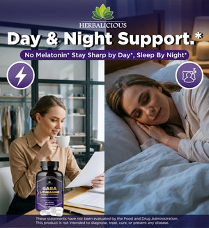 HERBALICIOUS GABA L-Theanine with Magnesium – Calm & Focus Support, Stress Relief, Relaxation + Mood Balance, Brain & Memory Support Supplement – Vitamin B6 + B12 Complex – 120 Capsules HERBALICIOUSBuy Supplements Australia