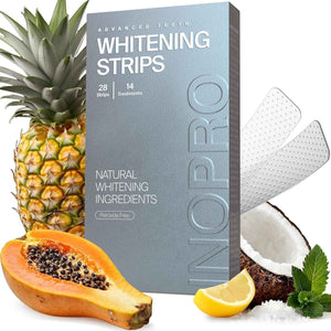 InoPro Natural Teeth Whitening Strips Kit 14 Treatments - Sensitive Teeth Whitener, Peroxide Free with Papain, Bromelain, Coconut Oil