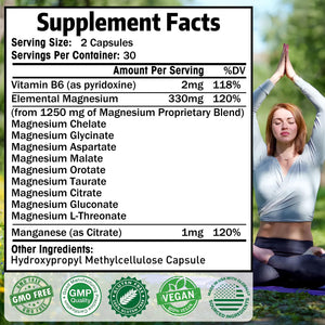 Magnesium Supplement with 9 Forms of High Absorption Magnesium Glycinate, L-threonate, Citrate, Malate and More for Muscle, Brain Support, Non-GMO, Gluten & Soy Free, 60 Capsules Simlike buy supplements Au