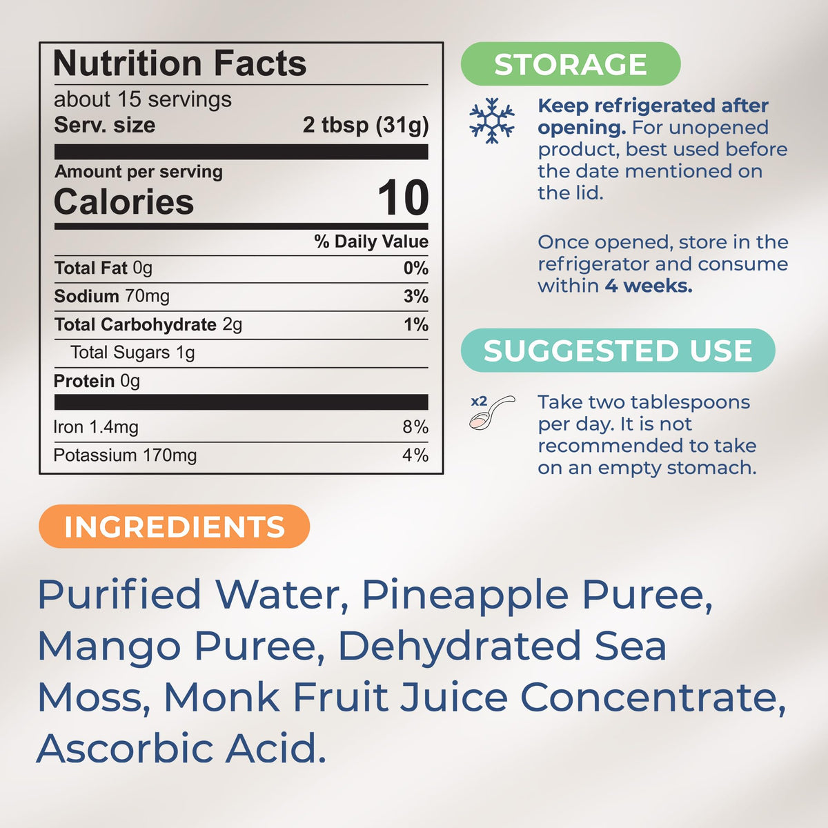TrueSeaMoss Wildcrafted Irish Sea Moss Gel - Nutritious Organic Raw Seamoss Rich