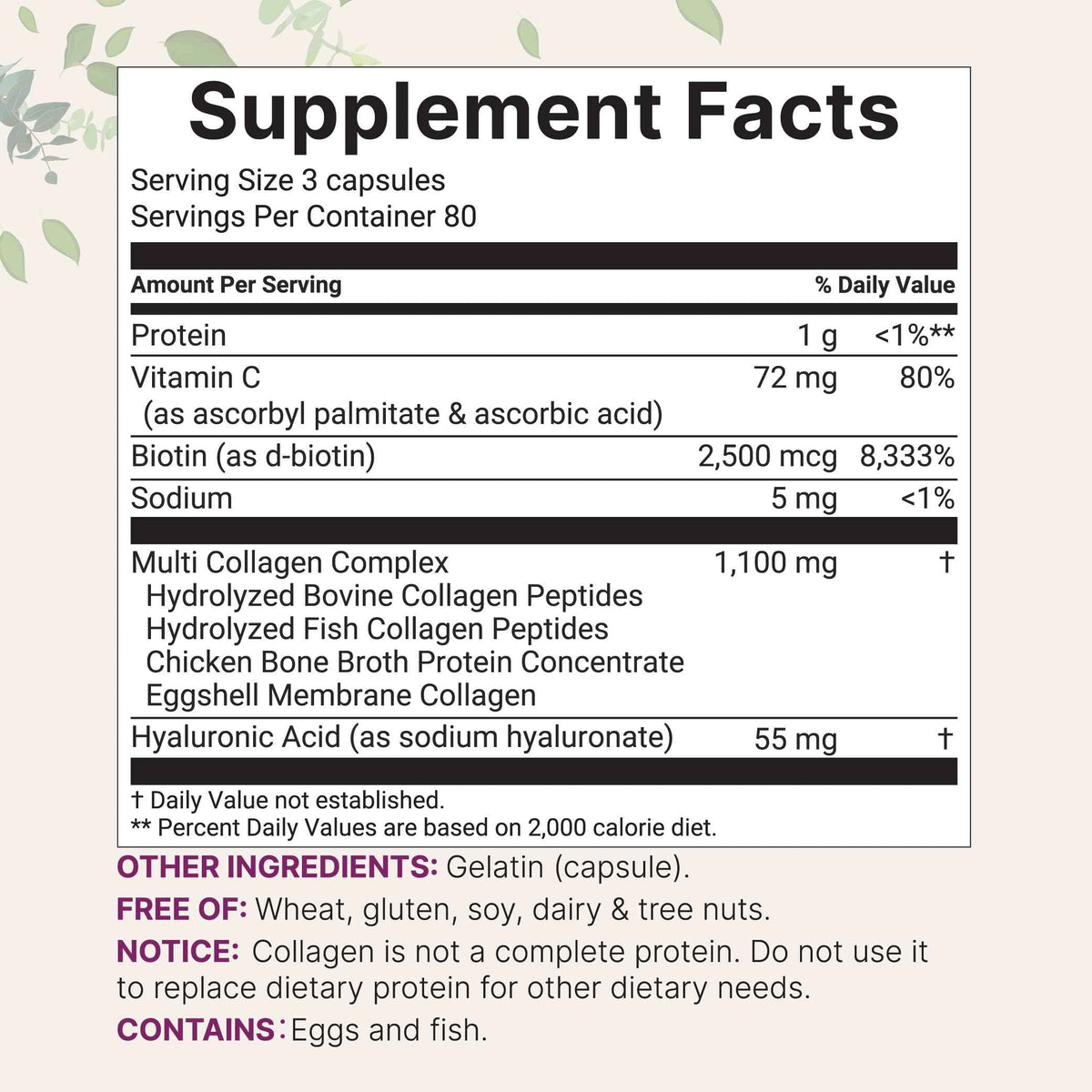 Micro Ingredients 2 Pack Multi Collagen Pills for Women & Men, 480 Capsules | Type I, II, III, V, X | Hydrolyzed Protein Peptides with Biotin,
