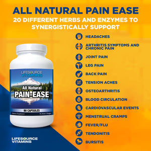 LifeSource Vitamins All Natural Pain Ease – 20 Synergistic Herbs and Enzymes That Naturally & Safely Support: Headaches & Migraines - Knees – Shoulders – Joints – Leg Pain – Tension LifeSource VitaminsBuy Supplements Australia