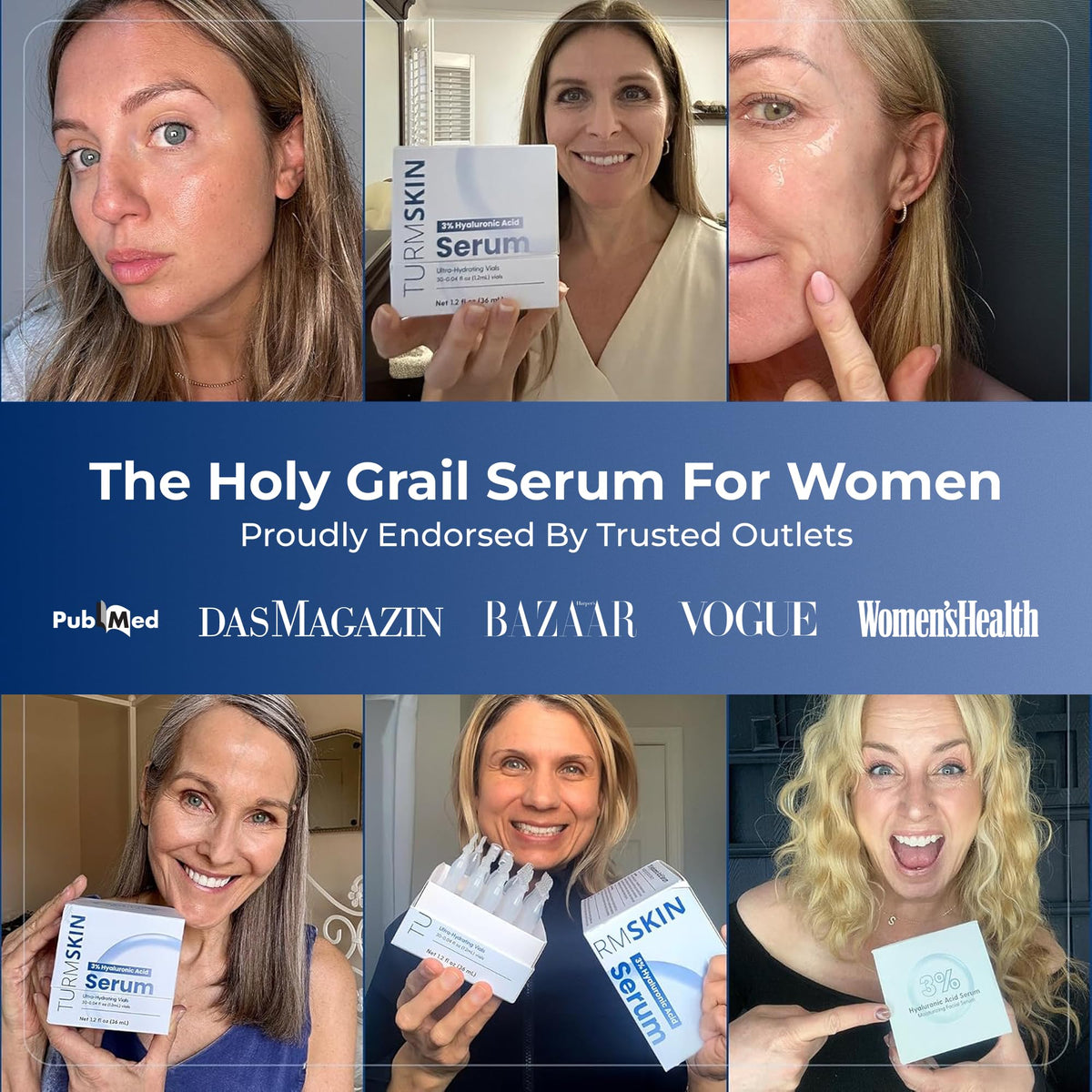 TURMSKIN Hyaluronic Acid Serum Ampoules [ULTRA HYDRATING VIALS] - 3% Hyaluron Booster for Glass Skin & Anti Aging - 24 Hours Hydration