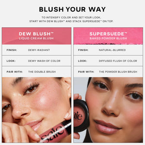 Saie Cheek Flush Duo - Dew Liquid Blush (.40 oz, Lady), SuperSuede Baked Powder Blush (.01 oz, Mia) - Layerable, Skin-Nourishing Blushes for a Seamless Radiant Finish SaieBuy Supplements Australia
