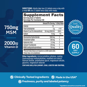 Move Free Advanced Glucosamine Chondroitin MSM + Vitamin D3 Joint Support Supplement, Supports Mobility Comfort Strength Flexibility & Bone + Immune Health - 120 Tablets (40 servings)* Move FreeBuy Supplements Australia