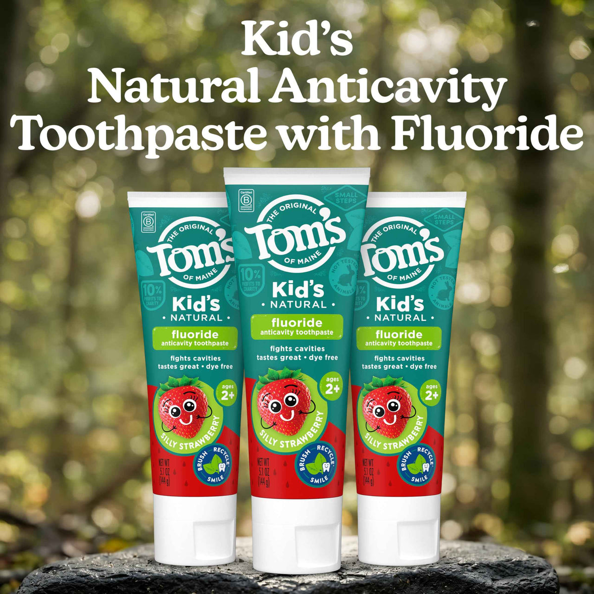 Tom’s of Maine Natural Kids Fluoride Toothpaste, 3 Pack, For Kids Ages 2 and Up, Great Toddler Toothpastes, No Artificial Flavors, Dyes