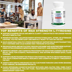 Max Strength L Tyrosine Supplement & N Acetyl L Tyrosine Peak Focus, Alertness, Concentration, Body & Mind Energy. L-Tyrosine 850mg Per 1 Capsule. A Well-Being Nutrient Boost For Performance BioWisdom Nutraceuticals buy supplements Au