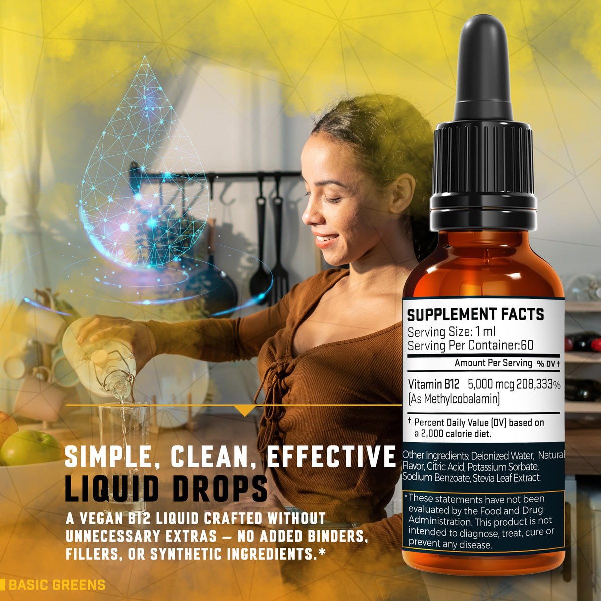 Vitamin B12 Sublingual Liquid Drops 5000 mcg - Vegan Methyl B-12 Supplement for Energy & Focus - B 12 Vitamin for Women & Men