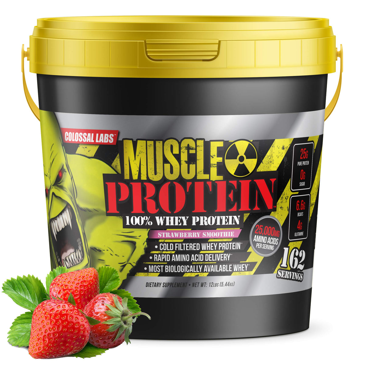 COLOSSAL LABS Muscle Protein Whey Powder [12 lbs/Pack of 1]-Strawberry Protein 