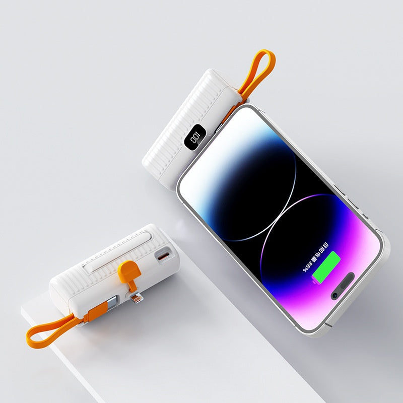 Compact Capsule Power Bank with Type-C / Lightning Plug - Portable Mini Charger