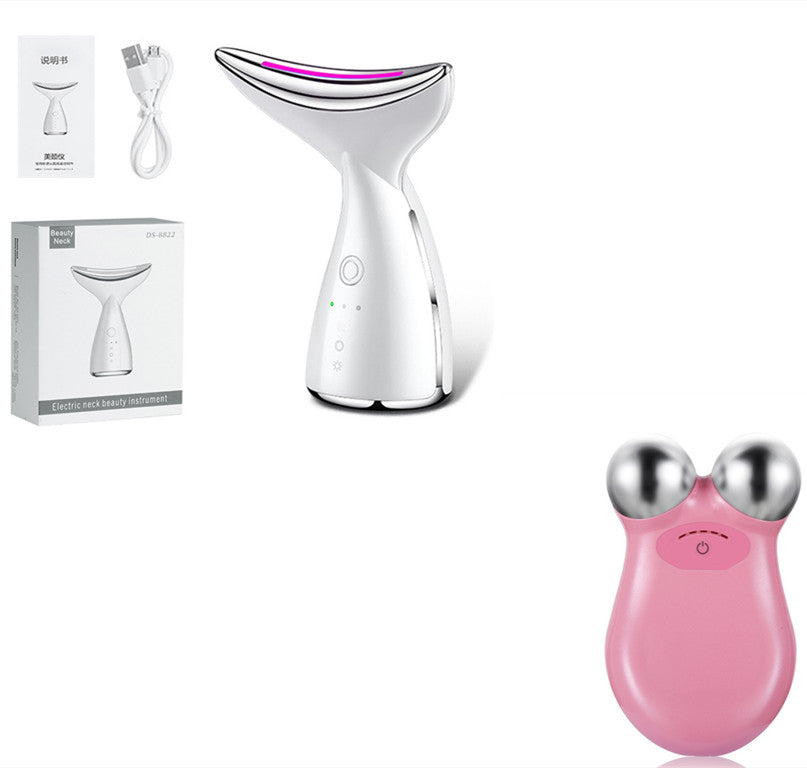 EMS Neck & Face Lifting Device with LED Light Therapy - Skin Firming & Double Chin Contour Tool