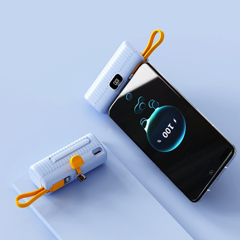 Compact Capsule Power Bank with Type-C / Lightning Plug - Portable Mini Charger