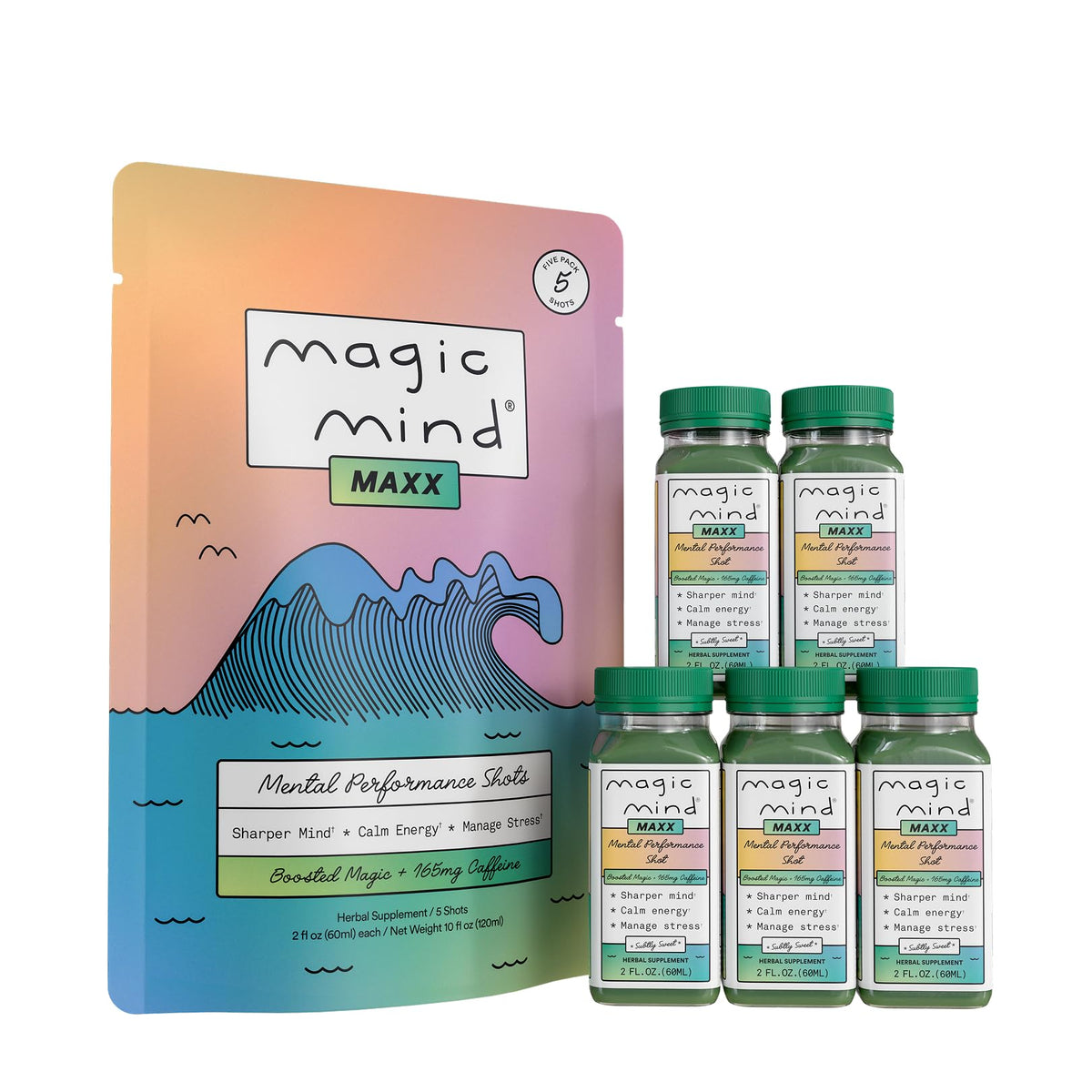 Magic Mind MAXX energy focus drink shot ashwagandha matcha mushrooms caffeine no jitters 2 fl oz