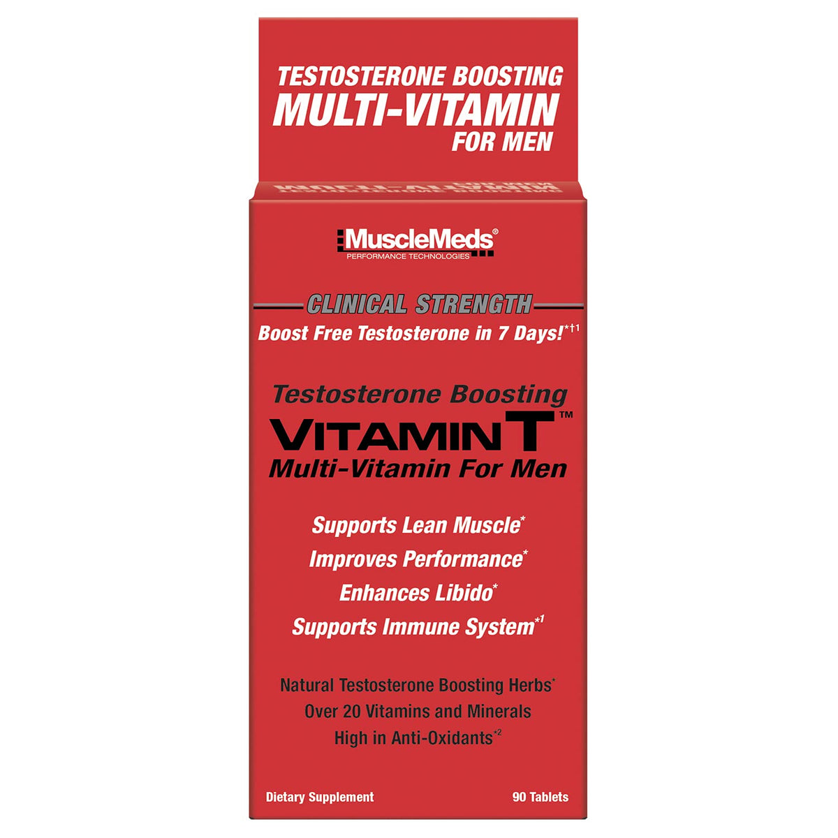 MuscleMeds Vitamin T multivitamin tablets men Fenugreek Tribulus Longjack testosterone muscle building energy sexual performance 90 count bottle