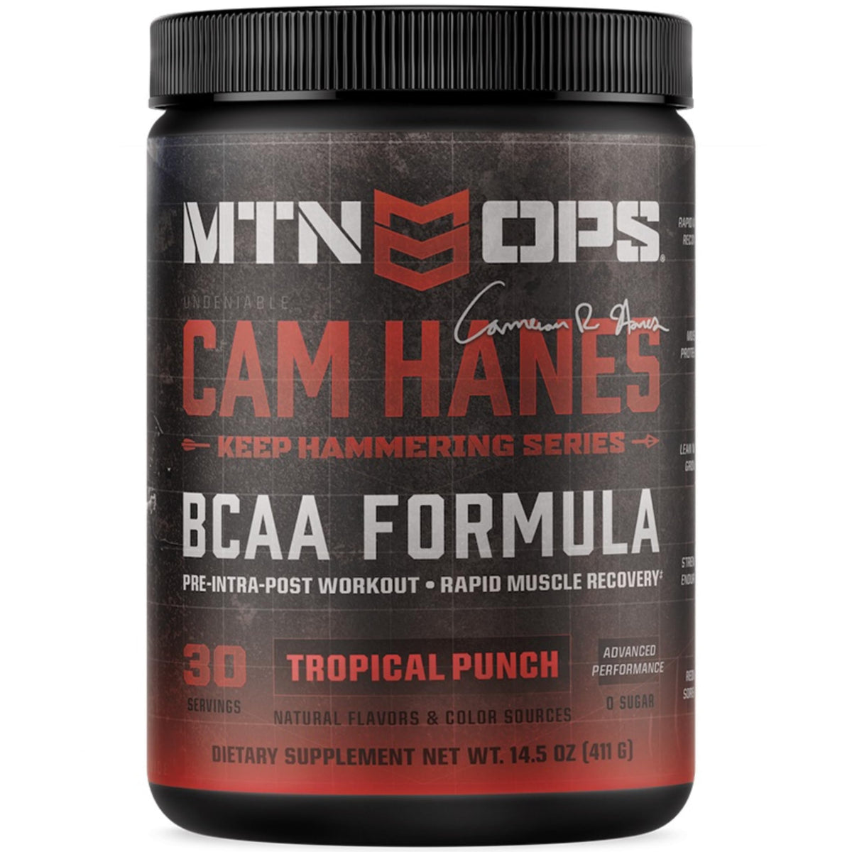 MTN OPS BCAA powder 2 1 1 amino acids zero sugar gluten free tropical punch 30 servings muscle recovery supplement