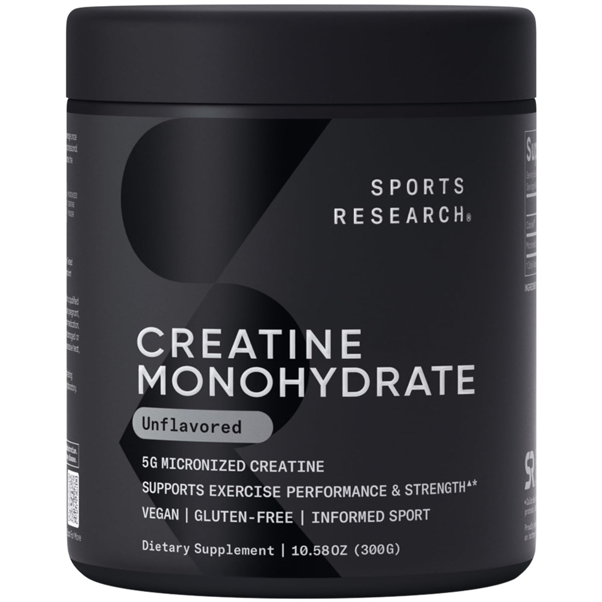 Sports Research creatine monohydrate micronized powder 5g muscle strength recovery supplement unflavored 10.58 oz