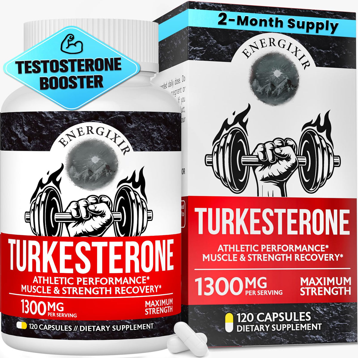 men testosterone booster capsules energy strength stamina endurance muscle growth recovery performance supplement 60 day supply bottle